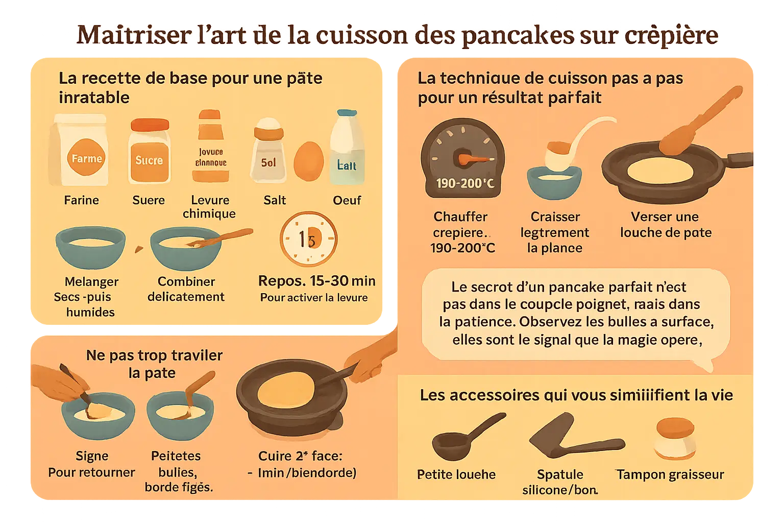 Préparation des pancakes sur une crêpière professionnelle
