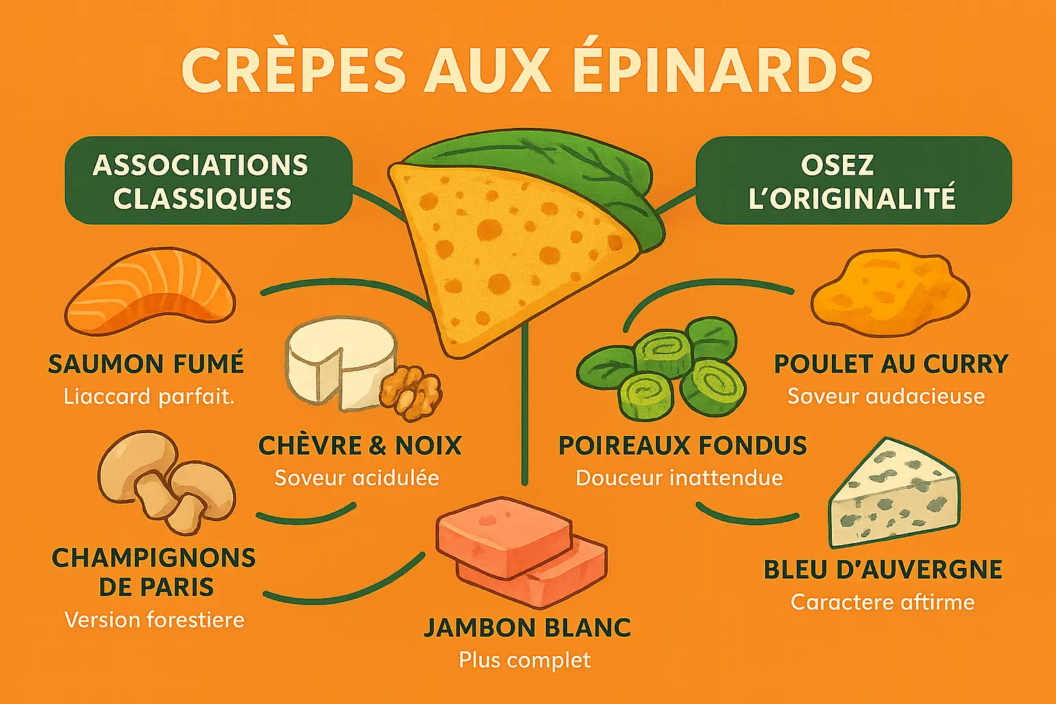<strong>Crêpes aux épinards garnies</strong>