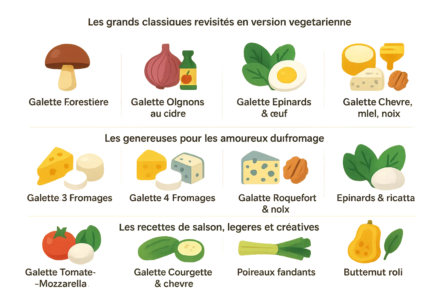12 idées de garnitures végétariennes pour galette bretonne