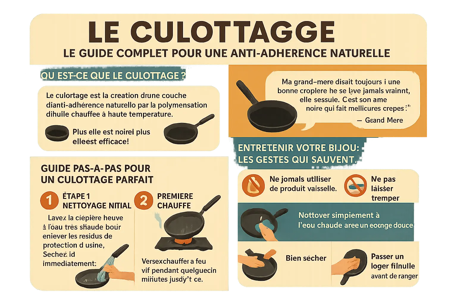 Crêpière en fonte culottée avec une crêpe dorée