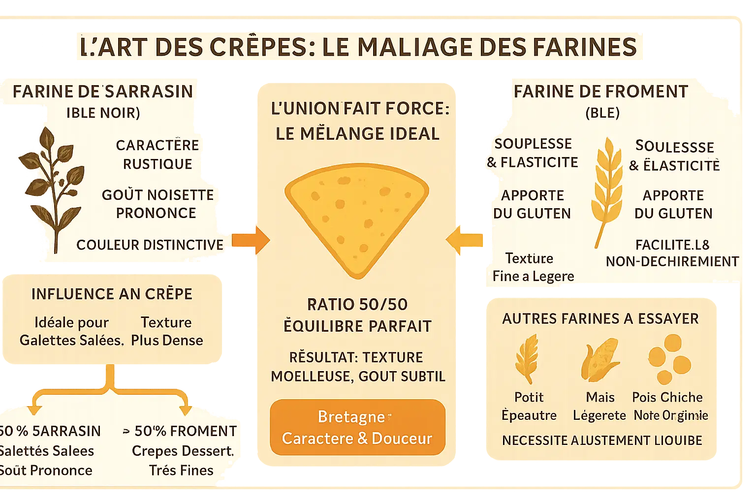 Crêpes de deux farines en préparation