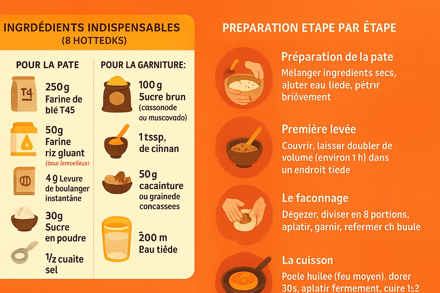 Hotteok, crêpes coréennes sucrées dorées et garnies de sucre fondu