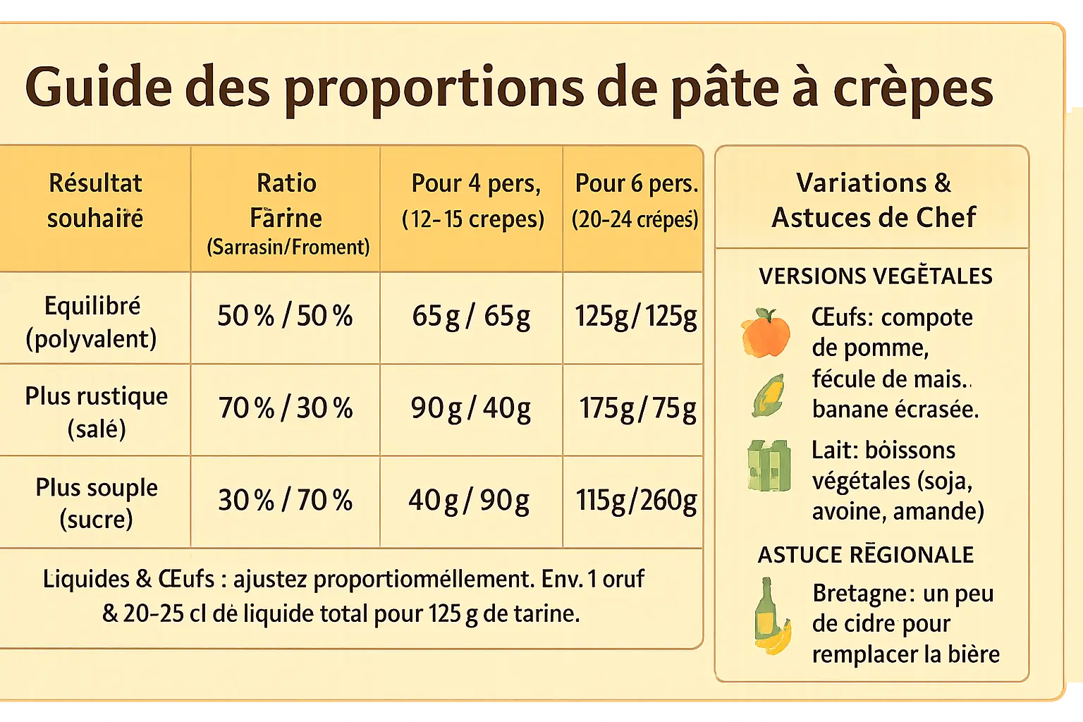 Crêpes maison avec un mélange de farines