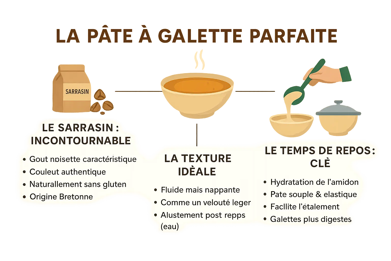 Crêpe complète jambon œuf fromage dorée à souhait sur une crêpière bretonne