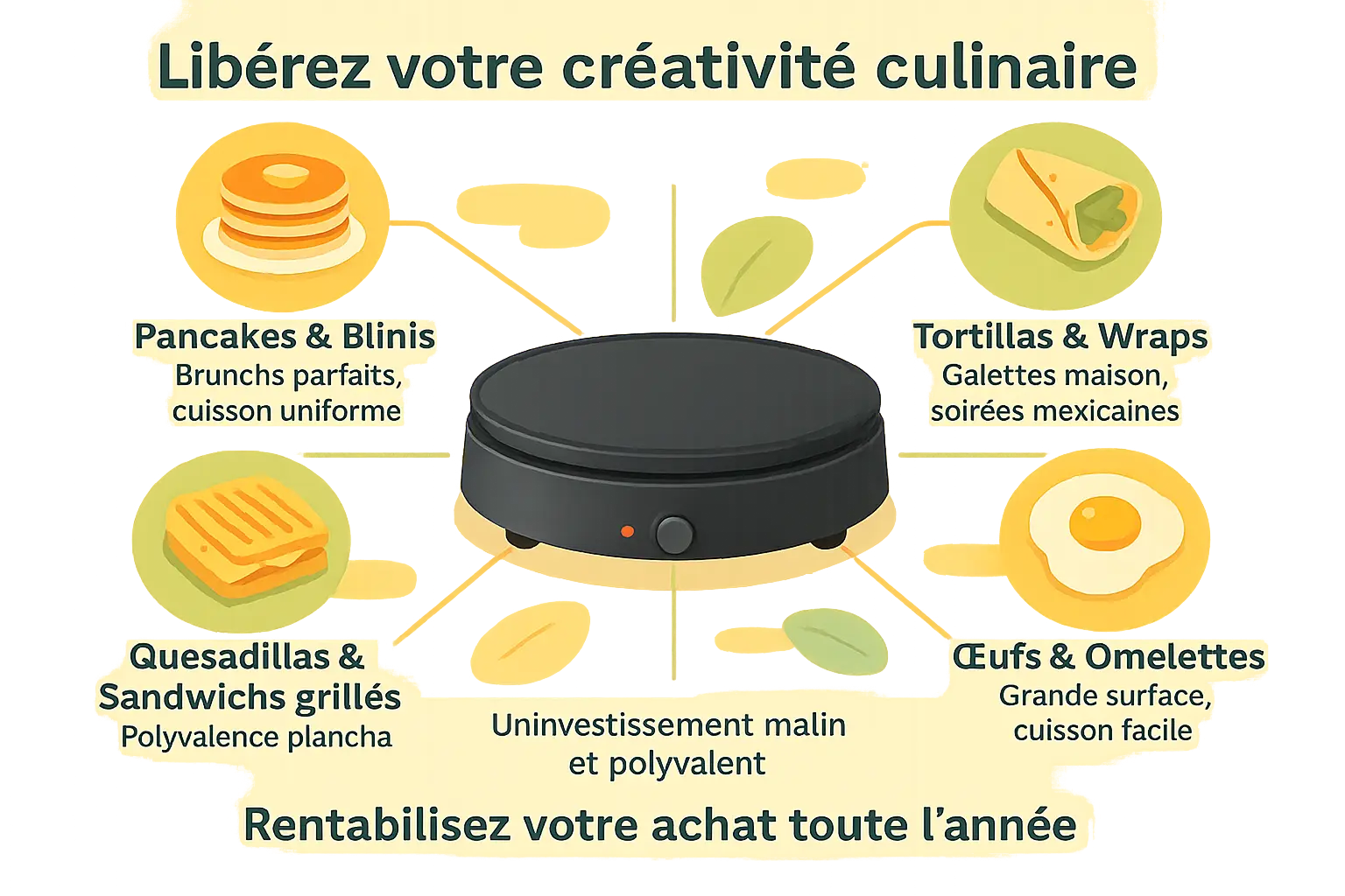 Crêpière électrique <strong>en usage polyvalent</strong>