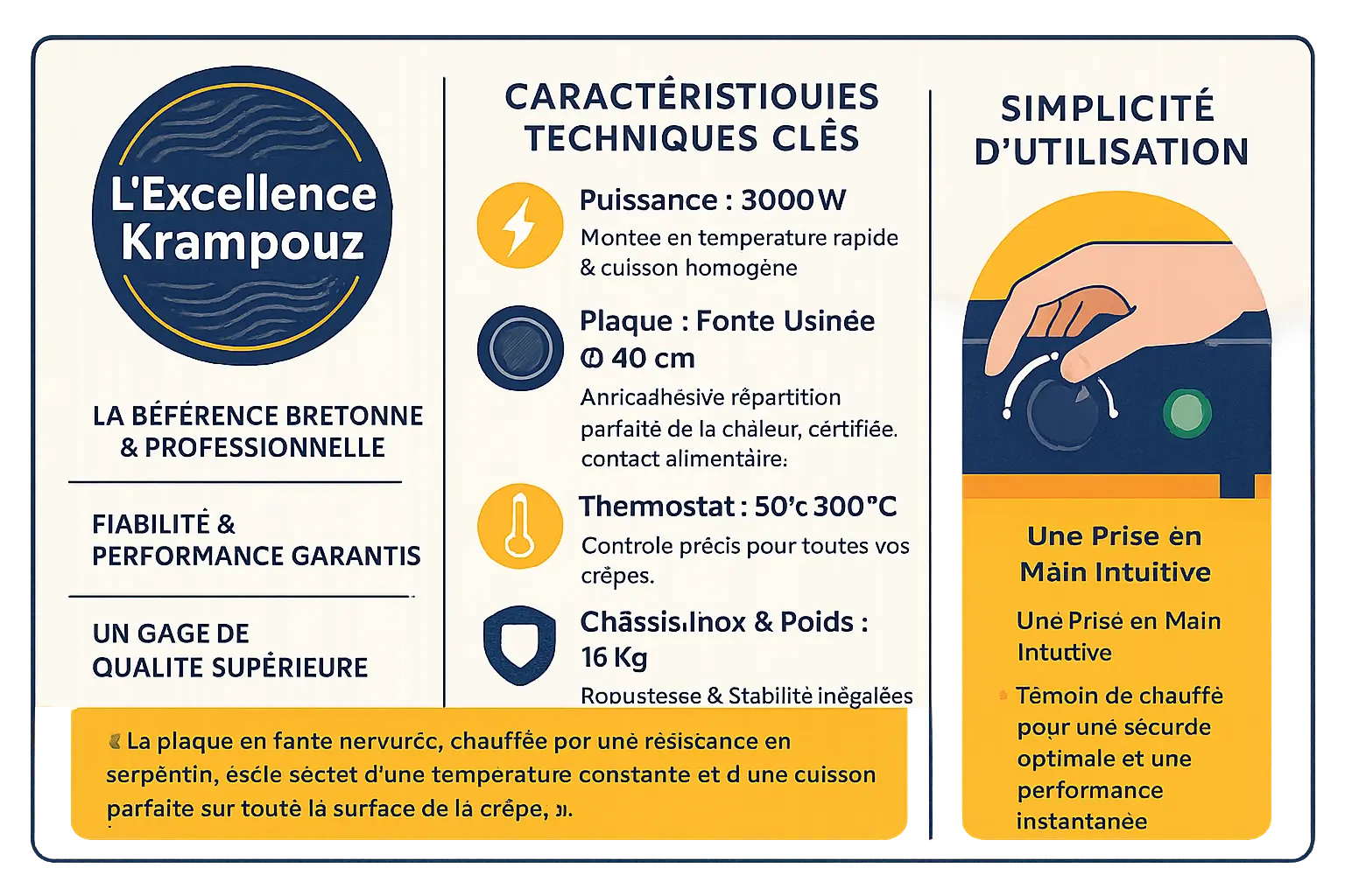 Crêpière professionnelle Krampouz en fonte émaillée