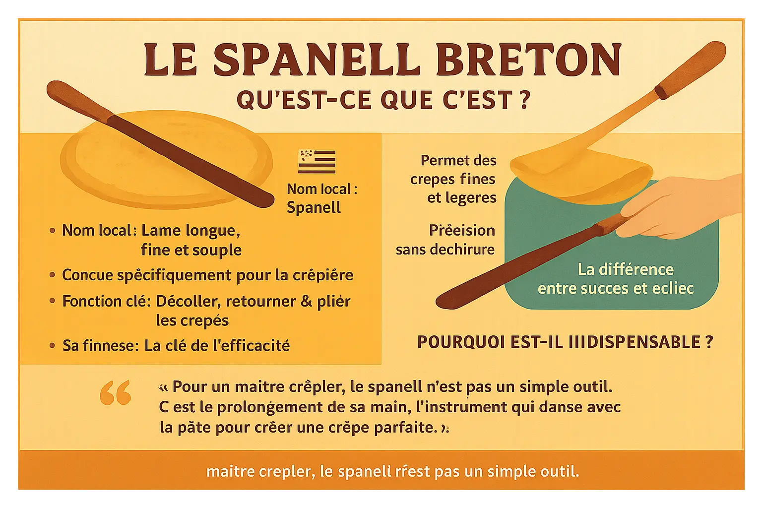 Spatule crêpière traditionnelle en inox