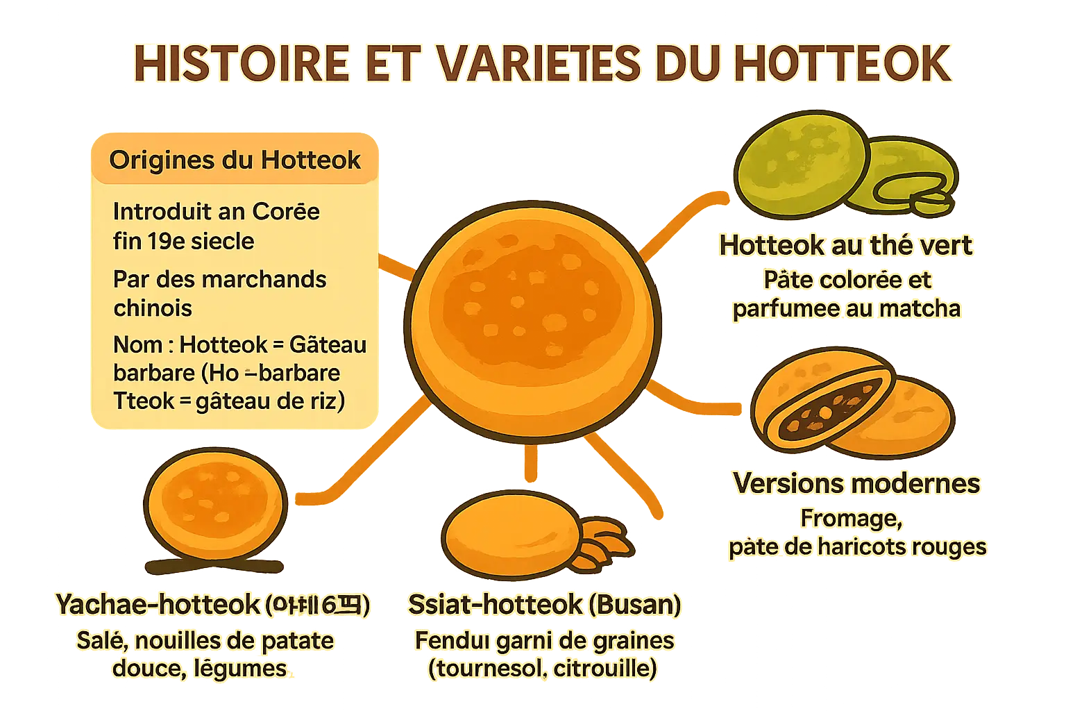 Hotteok coréen garni de sucre fondu et de graines