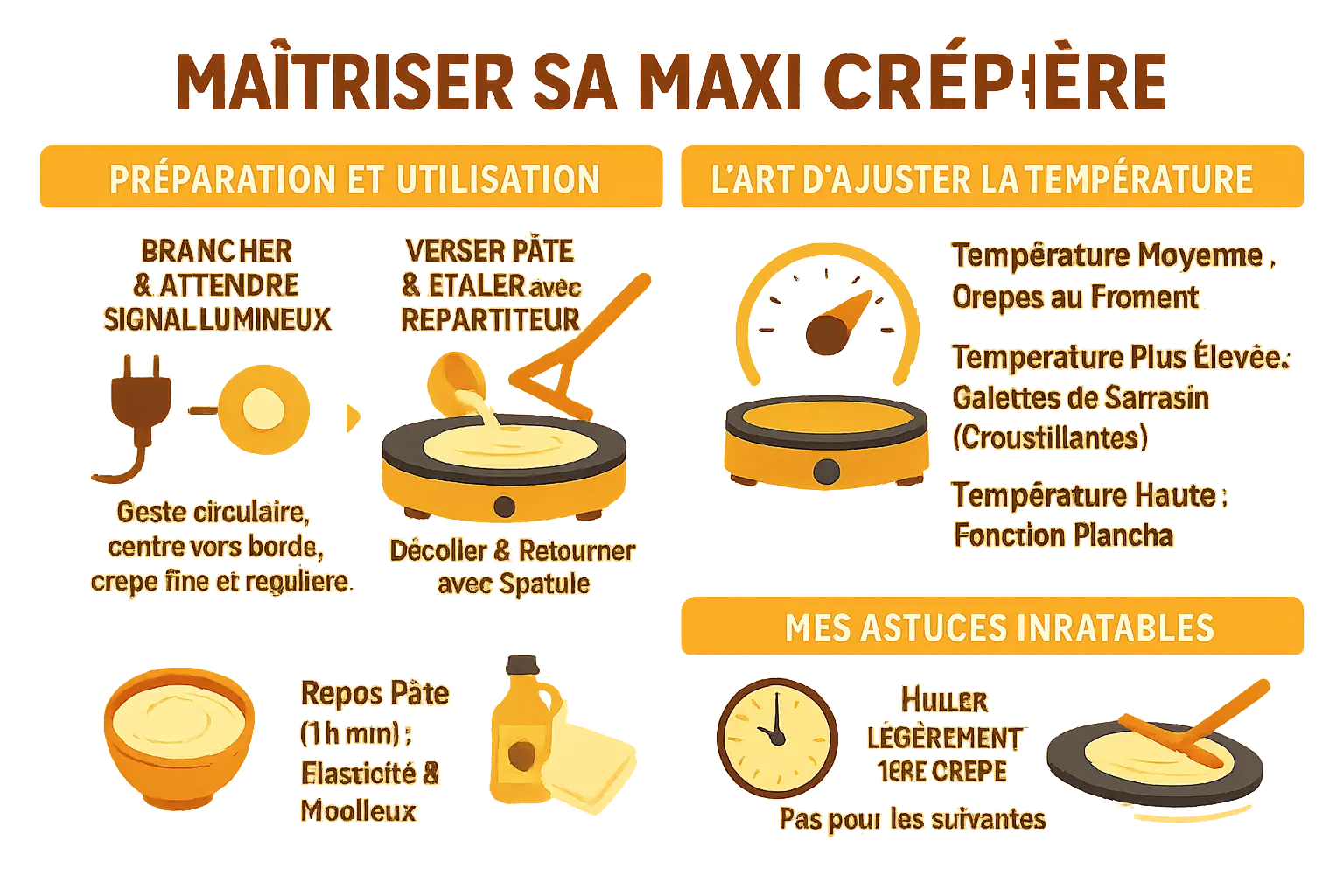 Maxi crêpière en inox avec accessoires en bois