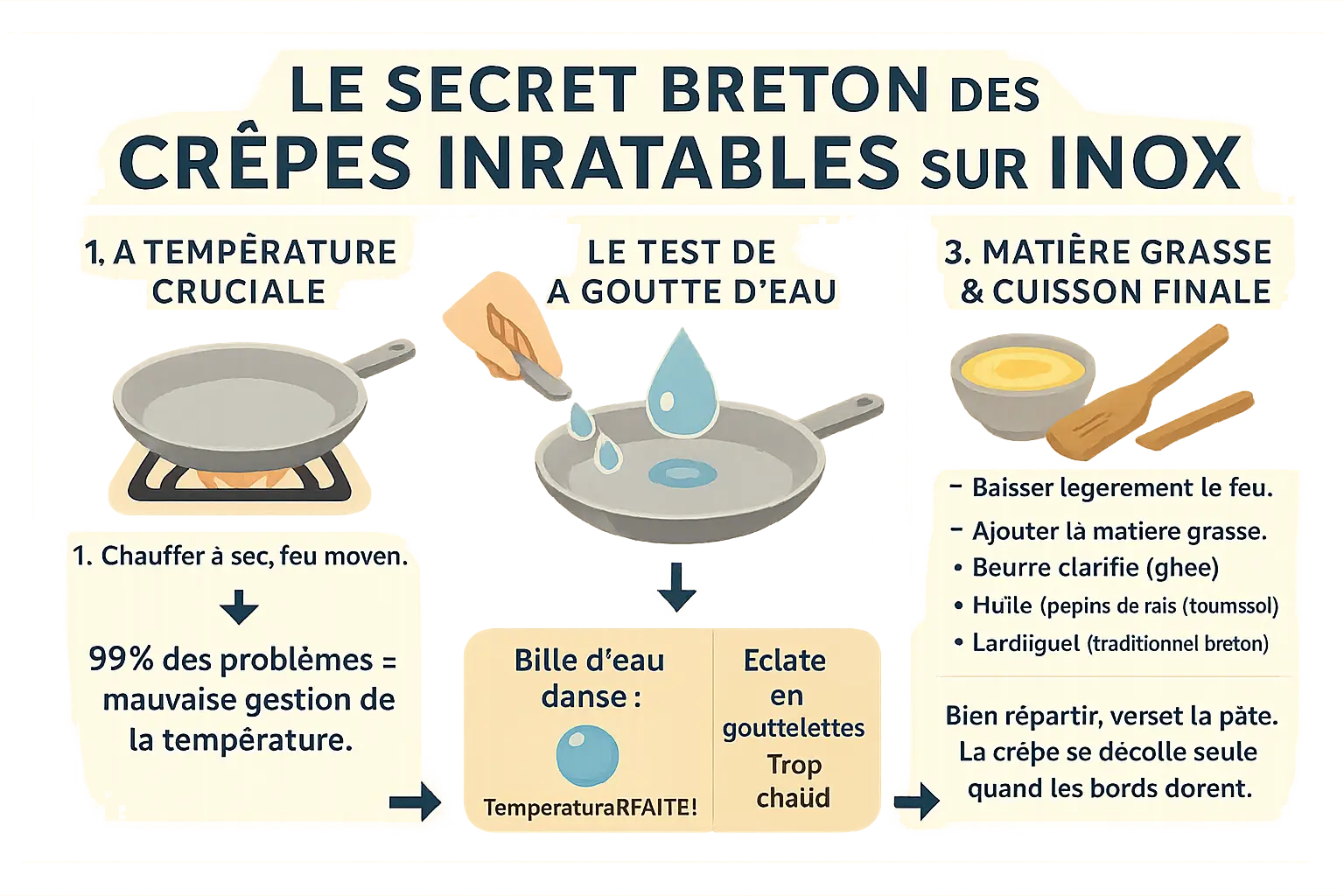 Crêpière en inox en action