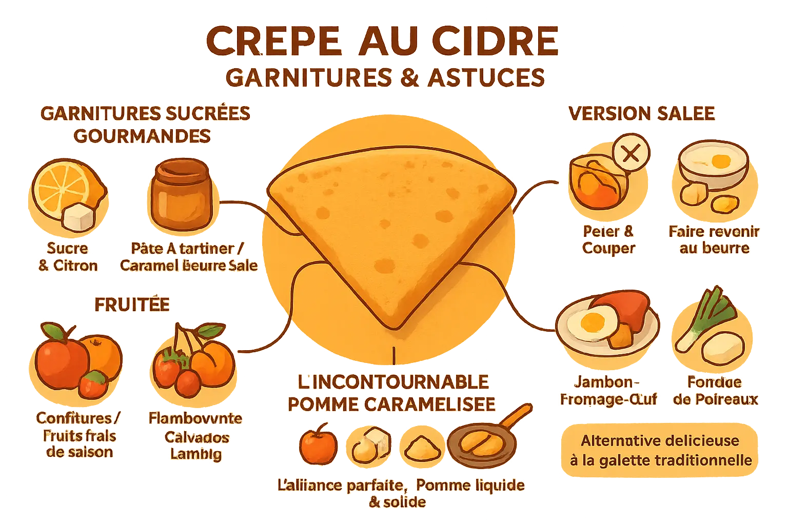 Crêpes au cidre servies dans une bolée en bois