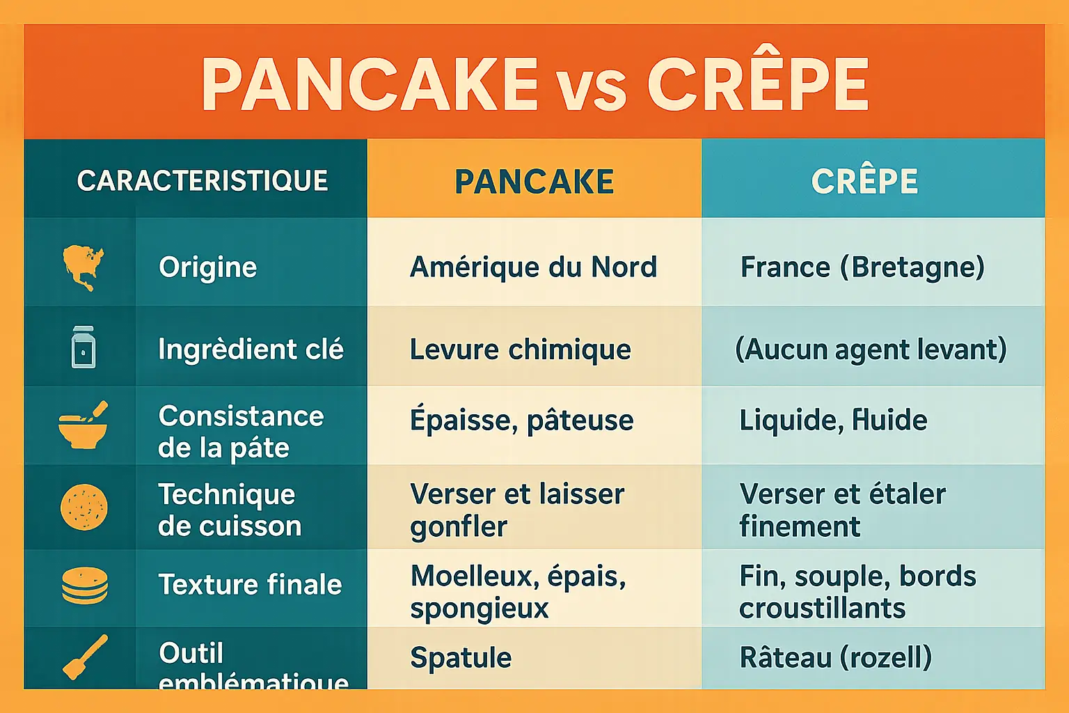 Crêpière en action avec pancakes et crêpes côte à côte