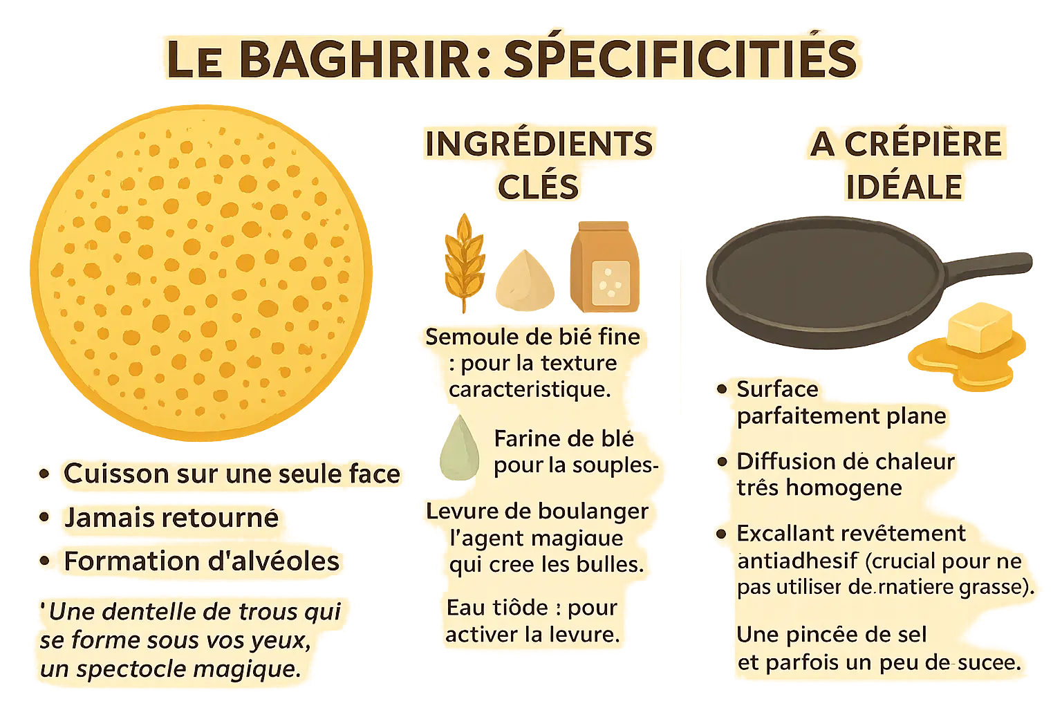 Baghrir traditionnel sur une crêpière