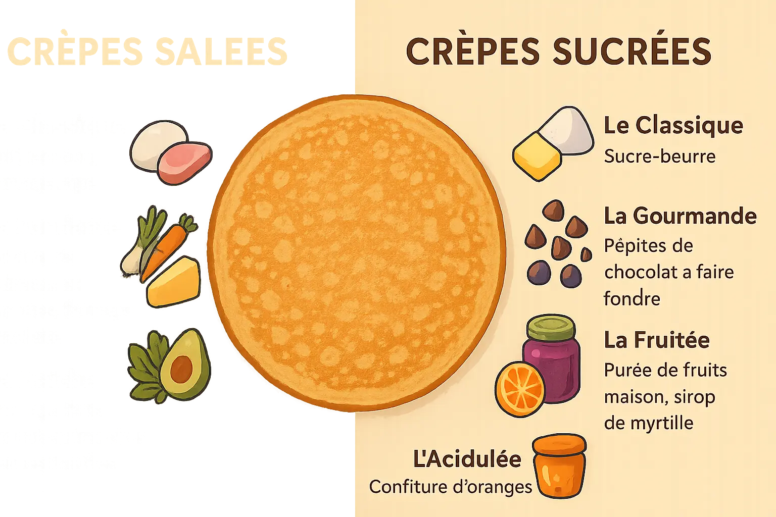 Crêpes moelleuses aux deux farines disposées en montagne dorée