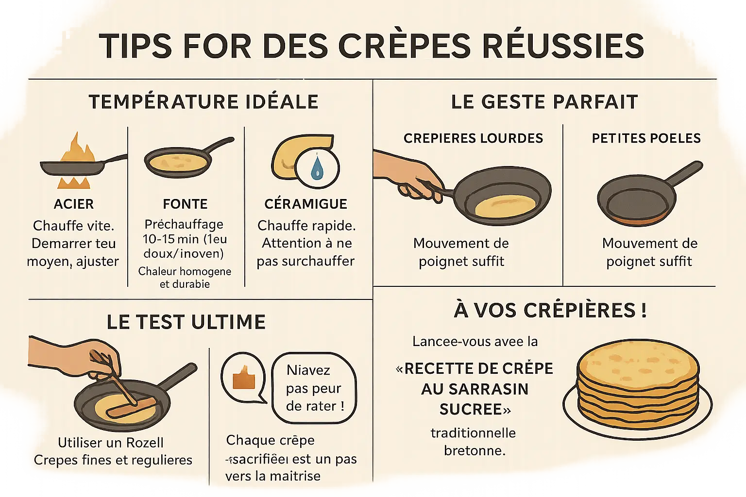Crêpière traditionnelle en fonte sur feu de bois