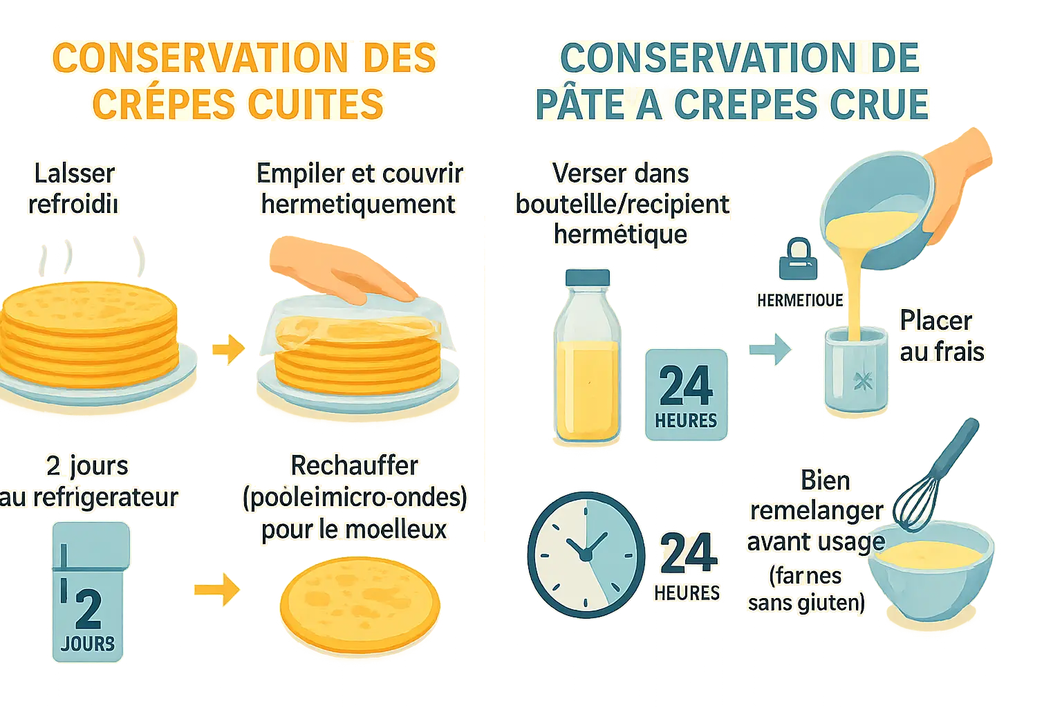 Crêpes empilées sur une assiette avec film alimentaire