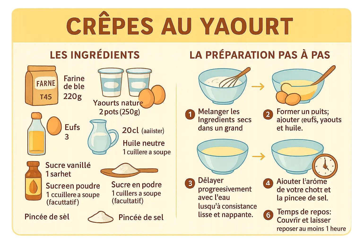 Crêpes au yaourt dorées et moelleuses
