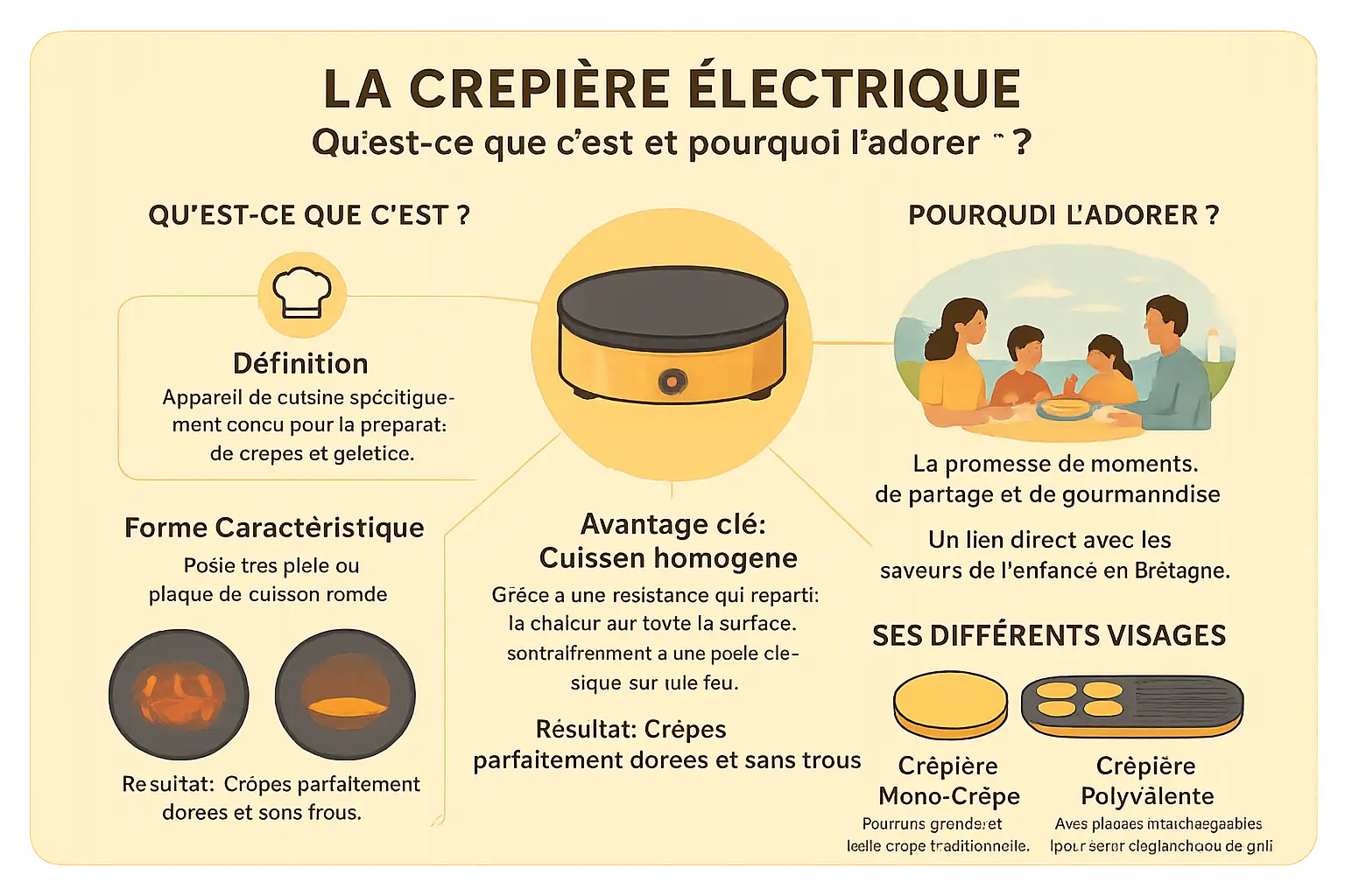 Crêpière électrique traditionnelle en fonte