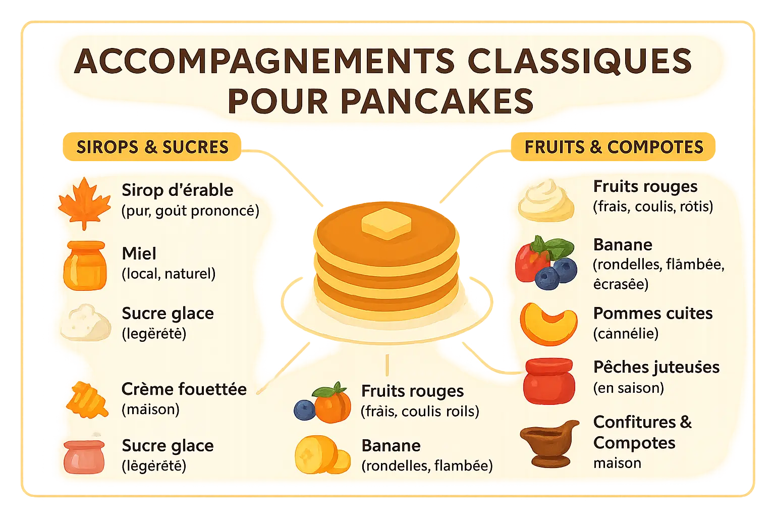 Pancakes avec accompagnements sucrés
