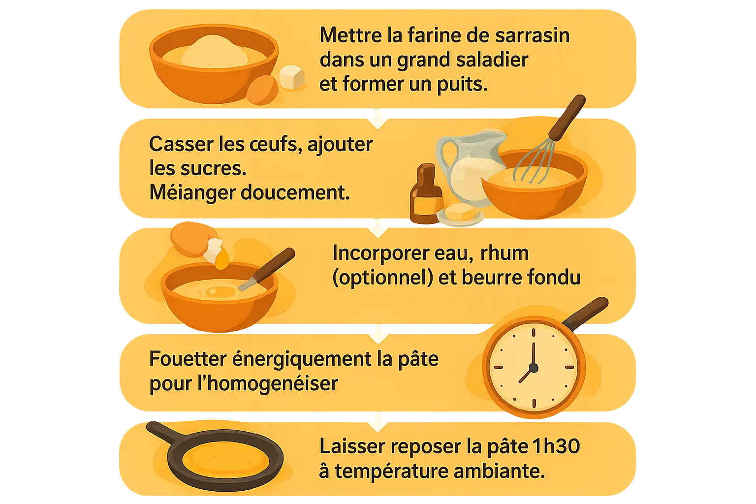 Crêpes de sarrasin dorées sur une crêpière