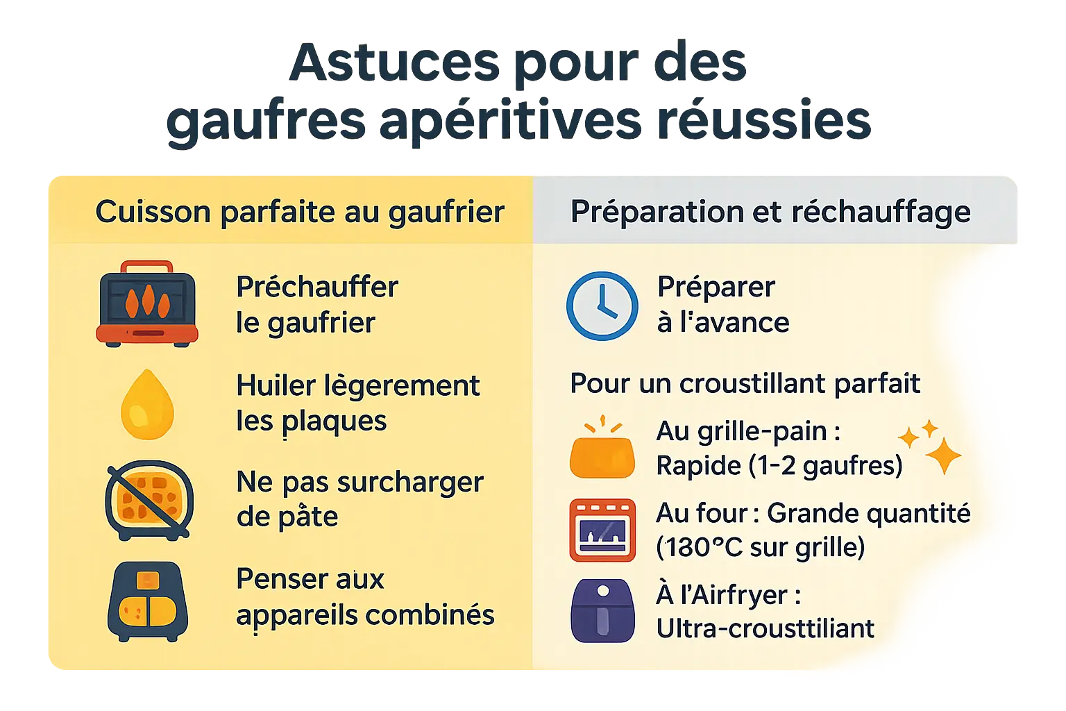 Préparation de mini-gaufres salées pour l'apéritif