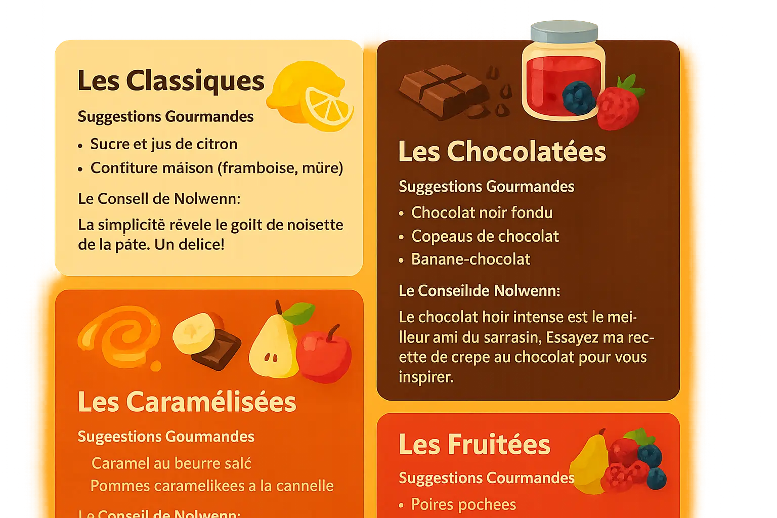Crêpe au sarrasin garnie de fruits rouges et de chocolat