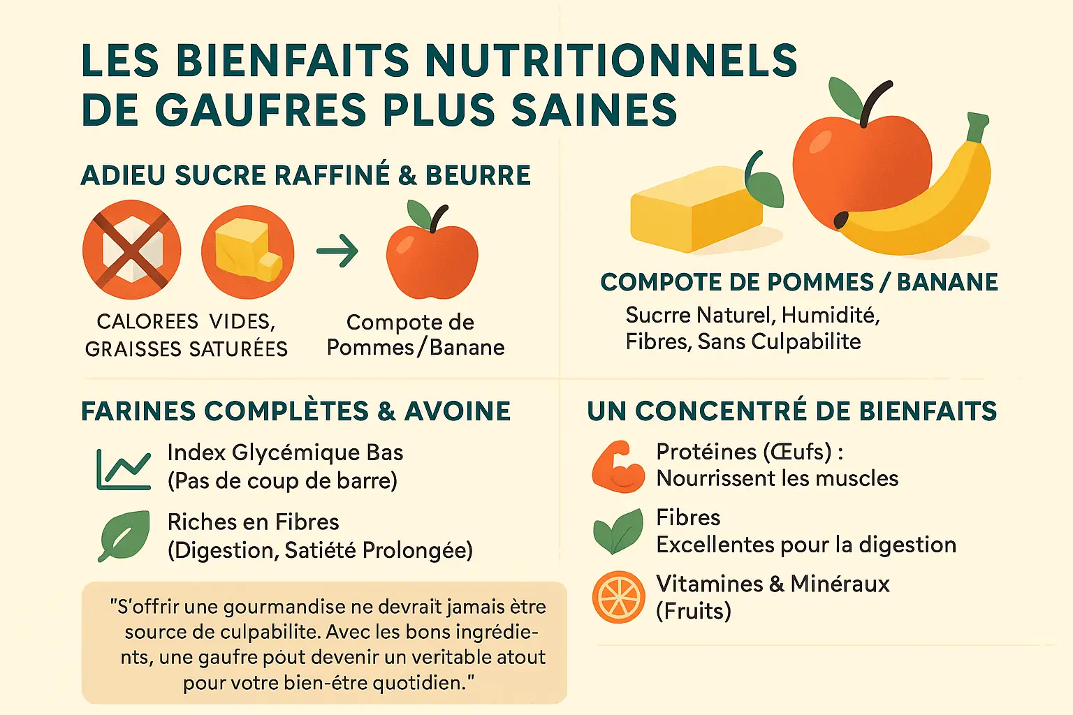 Gaufres saines avec fruits frais et compote