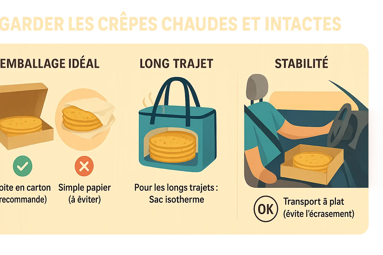 Crêpes emballées dans un sac isotherme 'sac'h' prêt à être transporté
