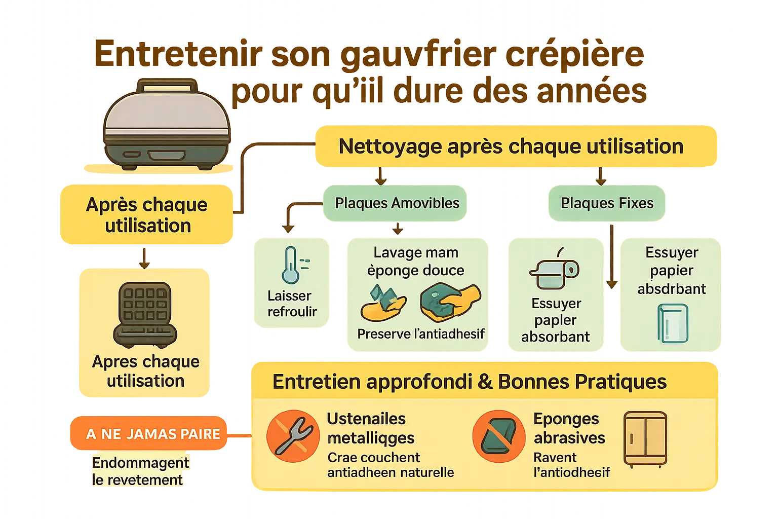 Entretien gaufrier crêpière