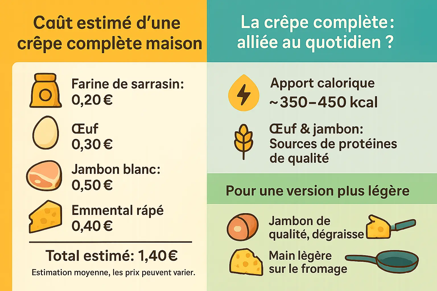 Crêpe complète bretonne garnie de jambon, œuf et fromage