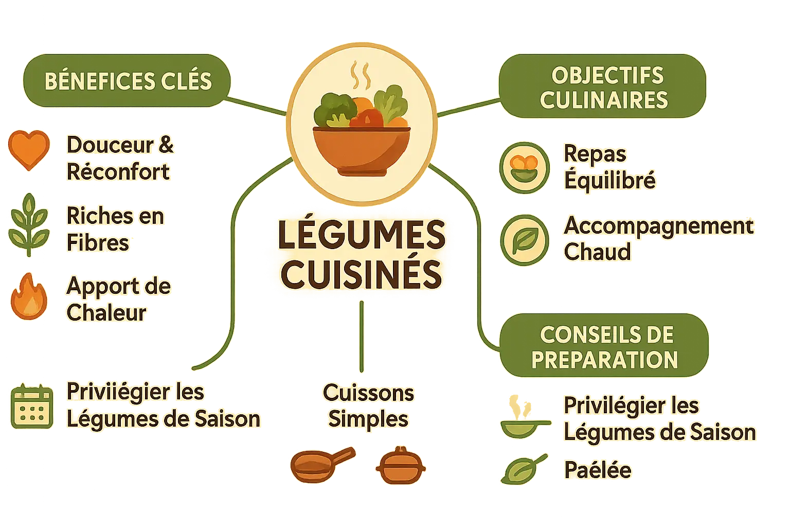Accompagnement de crêpes jambon fromage avec légumes de saison