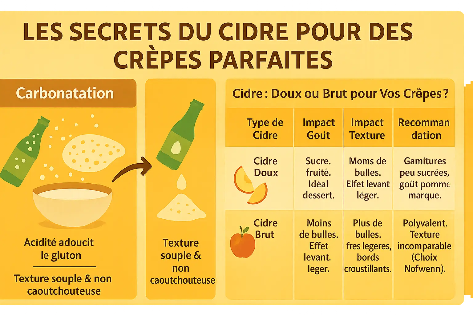 Crêpes servies dans une bolée en bois avec un pichet de cidre