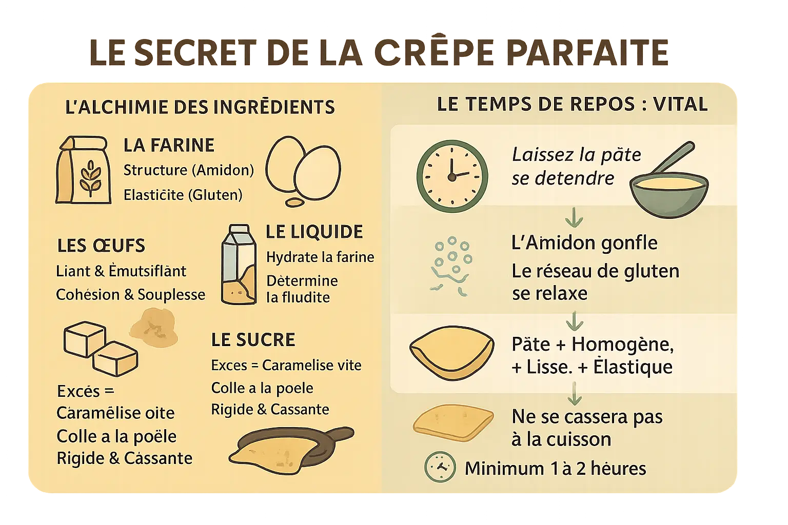 Crêpes dorées et lisses sur une crêpière