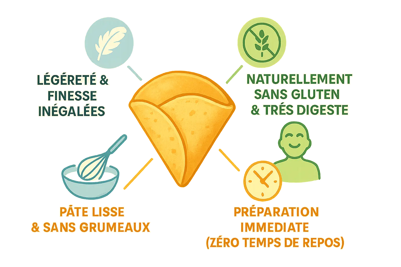 Crêpes sans gluten légères à la maïzena