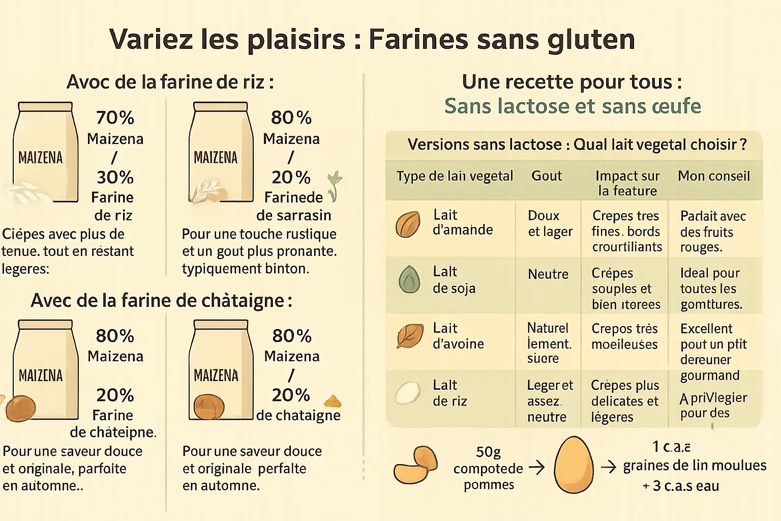 Crêpes sans gluten à la Maïzena dorées et empilées