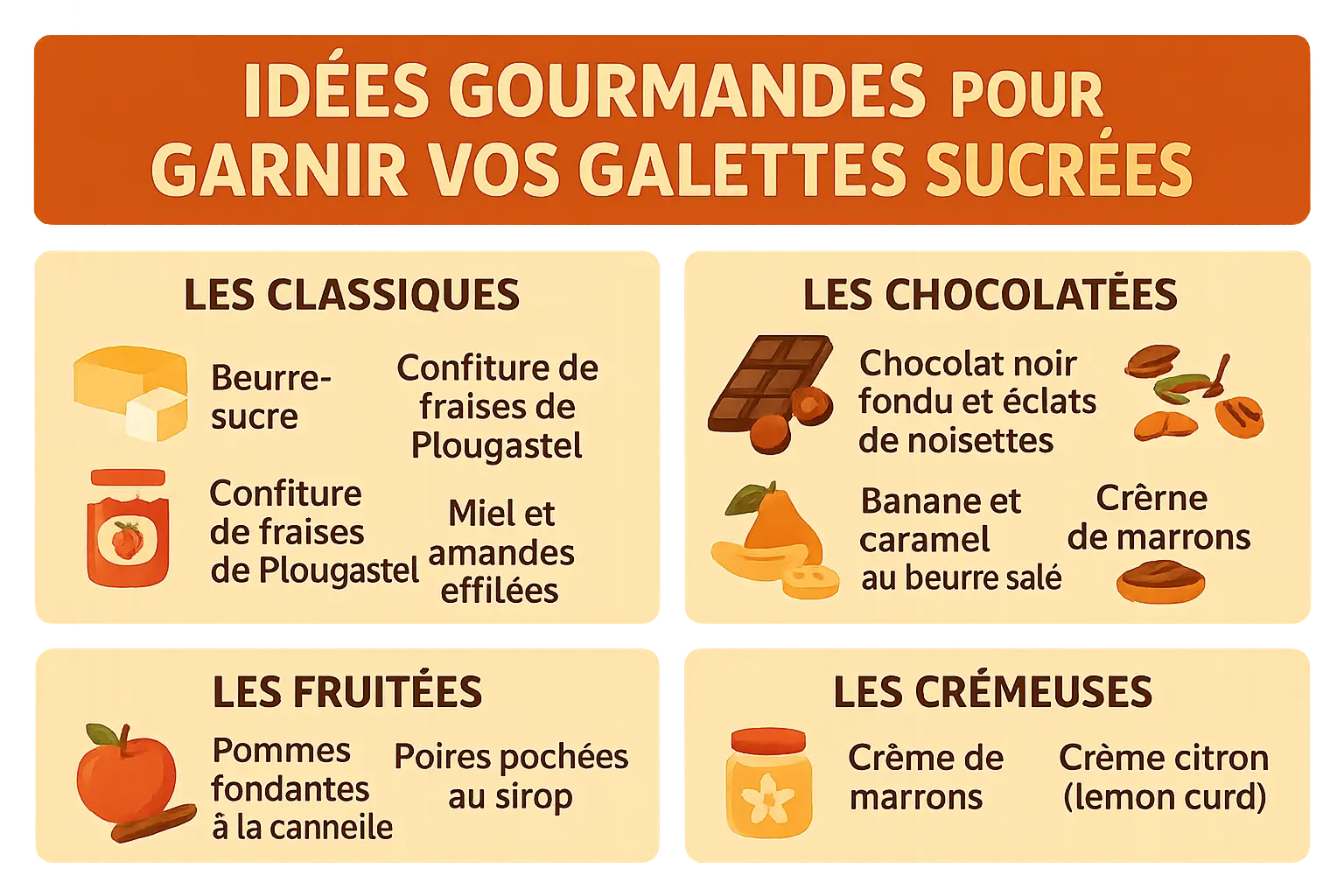 Galette bretonne sucrée garnie de pommes caramélisées