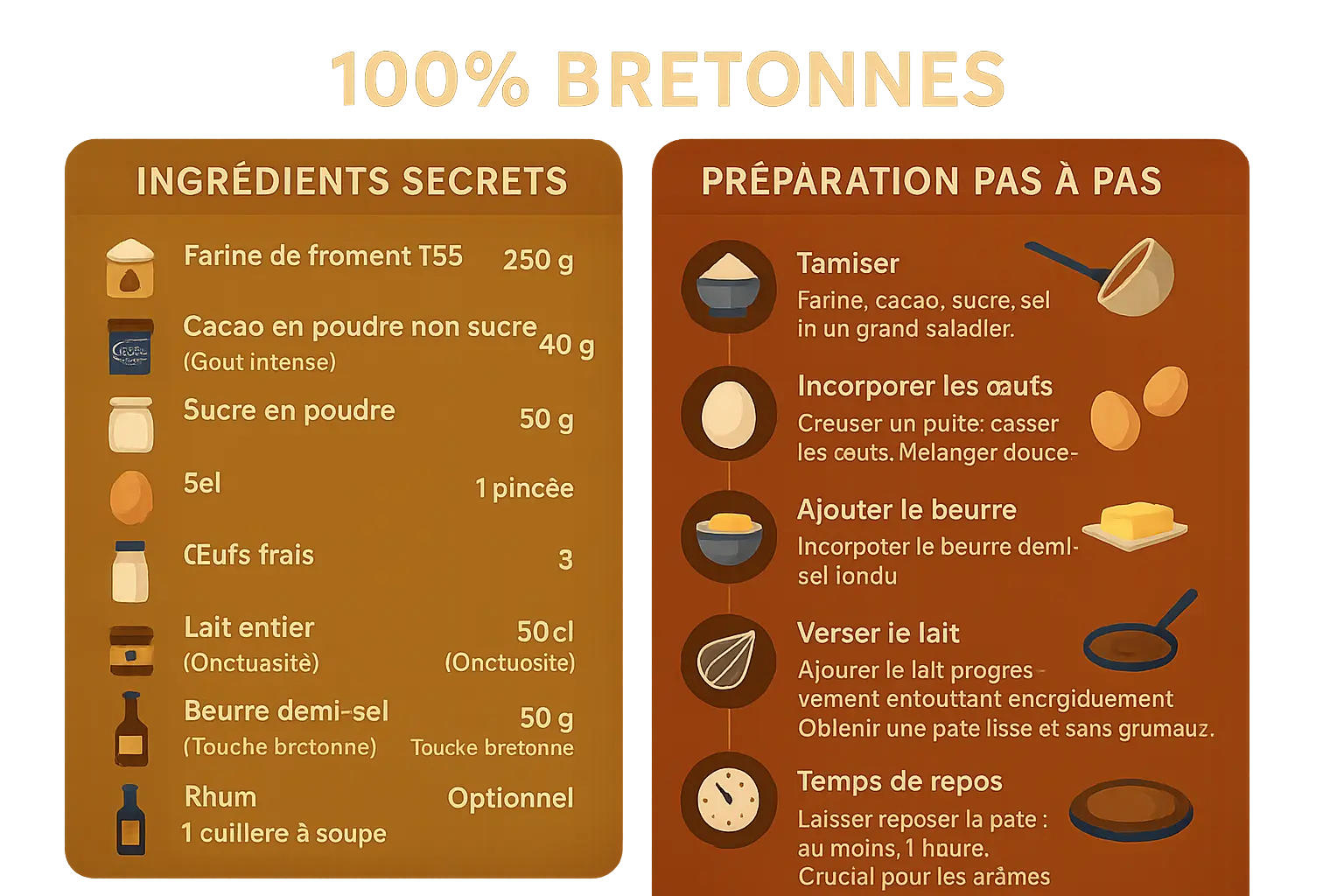 Crêpes au chocolat dorées sur une crêpière bretonne