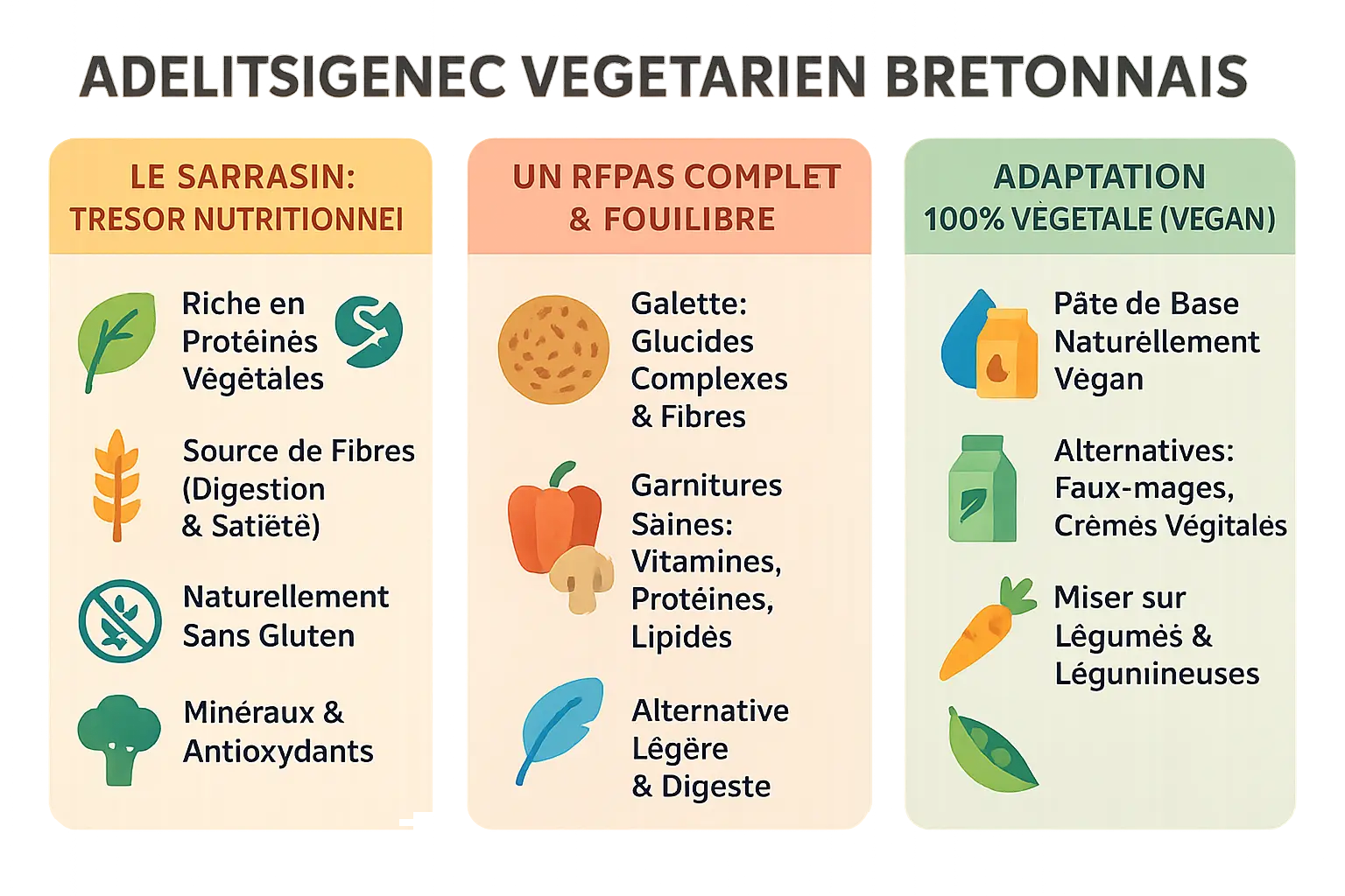Galette bretonne végétarienne préparée avec des ingrédients locaux et de saison, servie sur une table de ferme bretonne