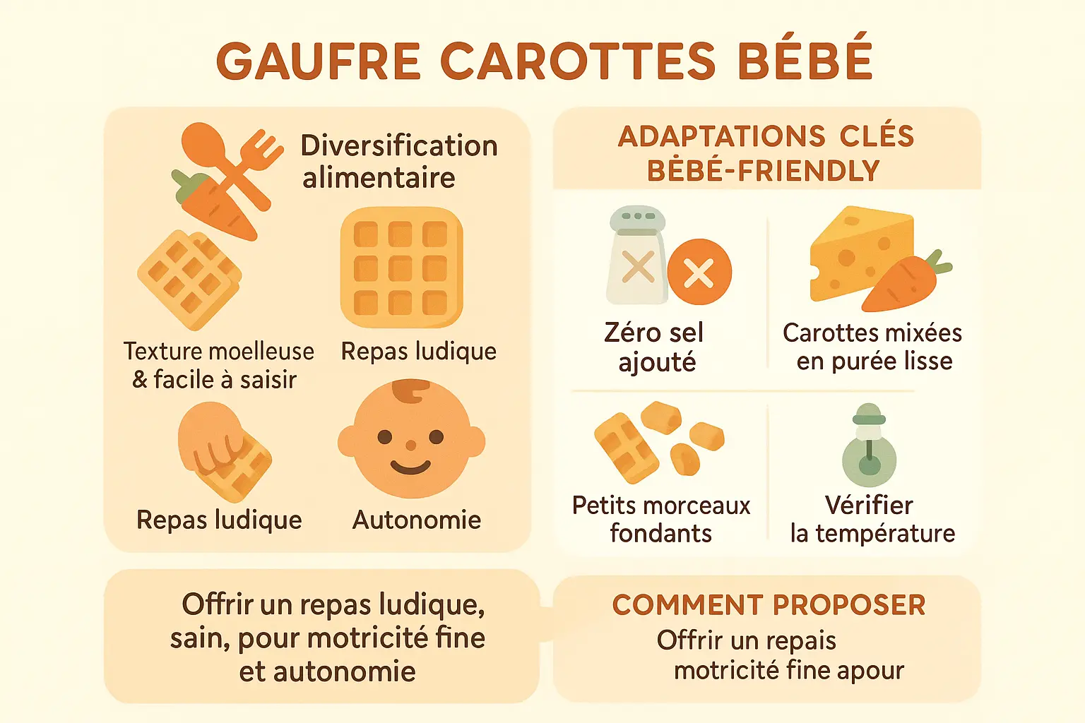 Gaufre carottes bébé illustrée