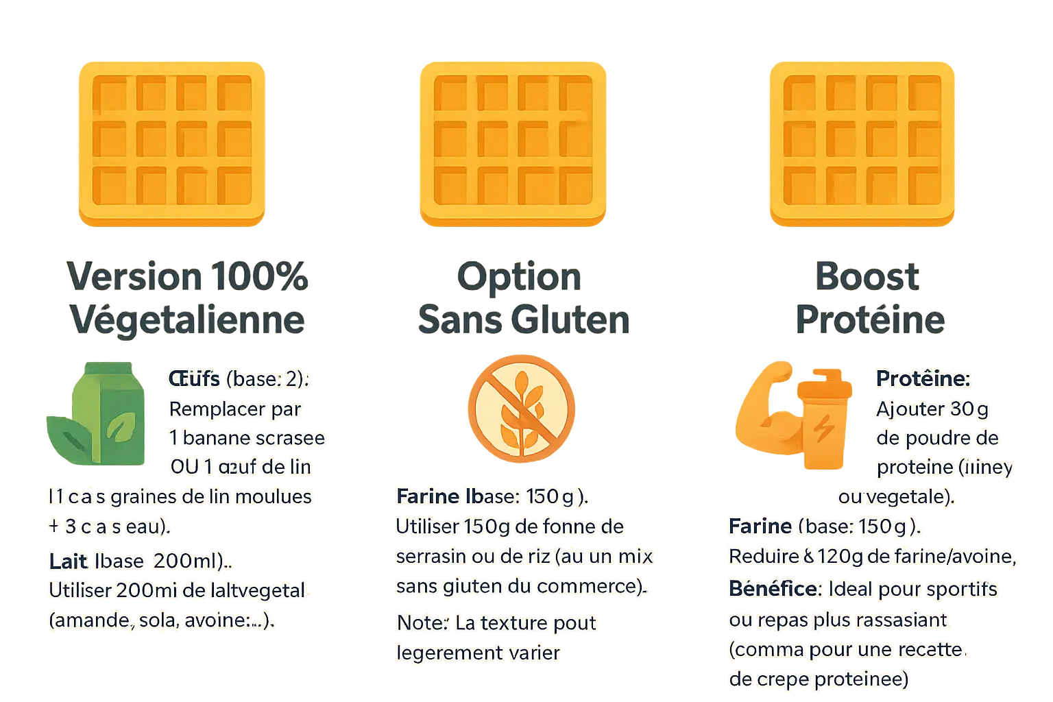 Gaufres healthy avec différentes variantes