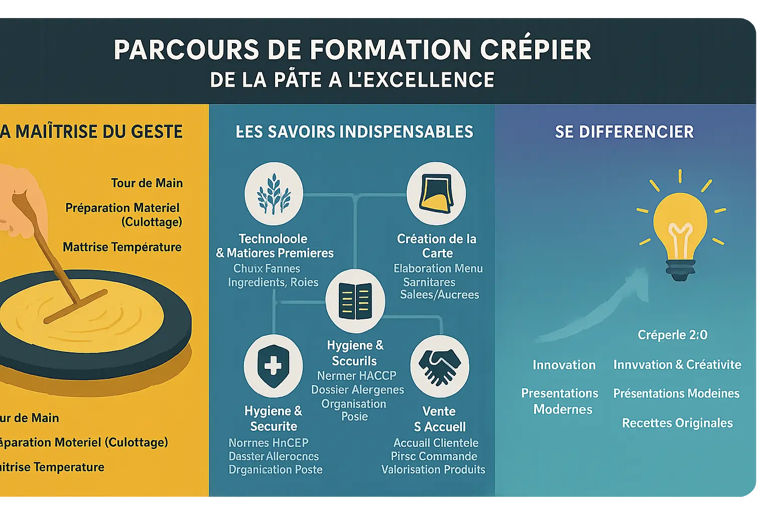Crêpier en pleine réalisation d'une crêpe sur un billig professionnel