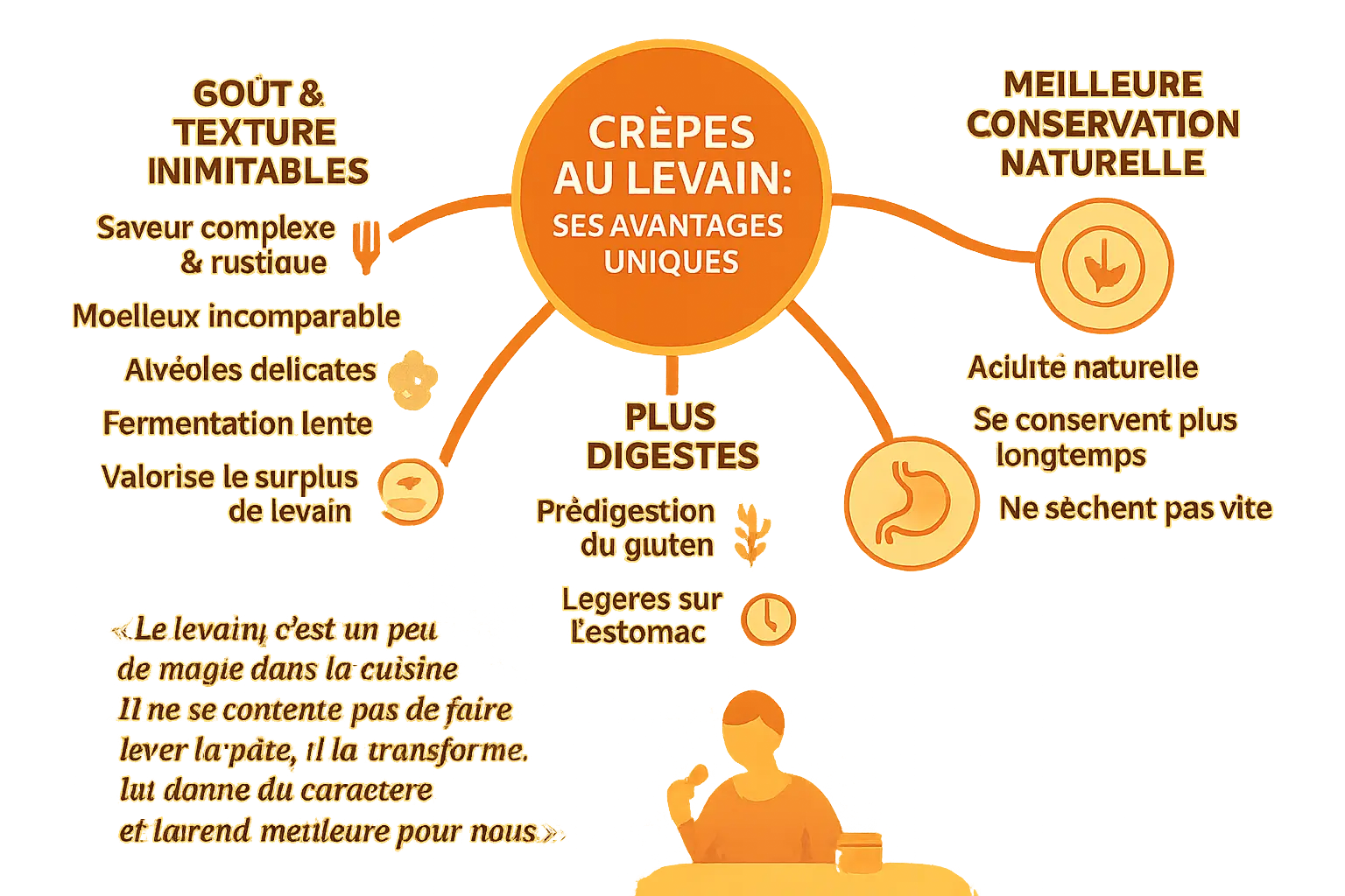 Crêpes au levain dorées et moelleuses