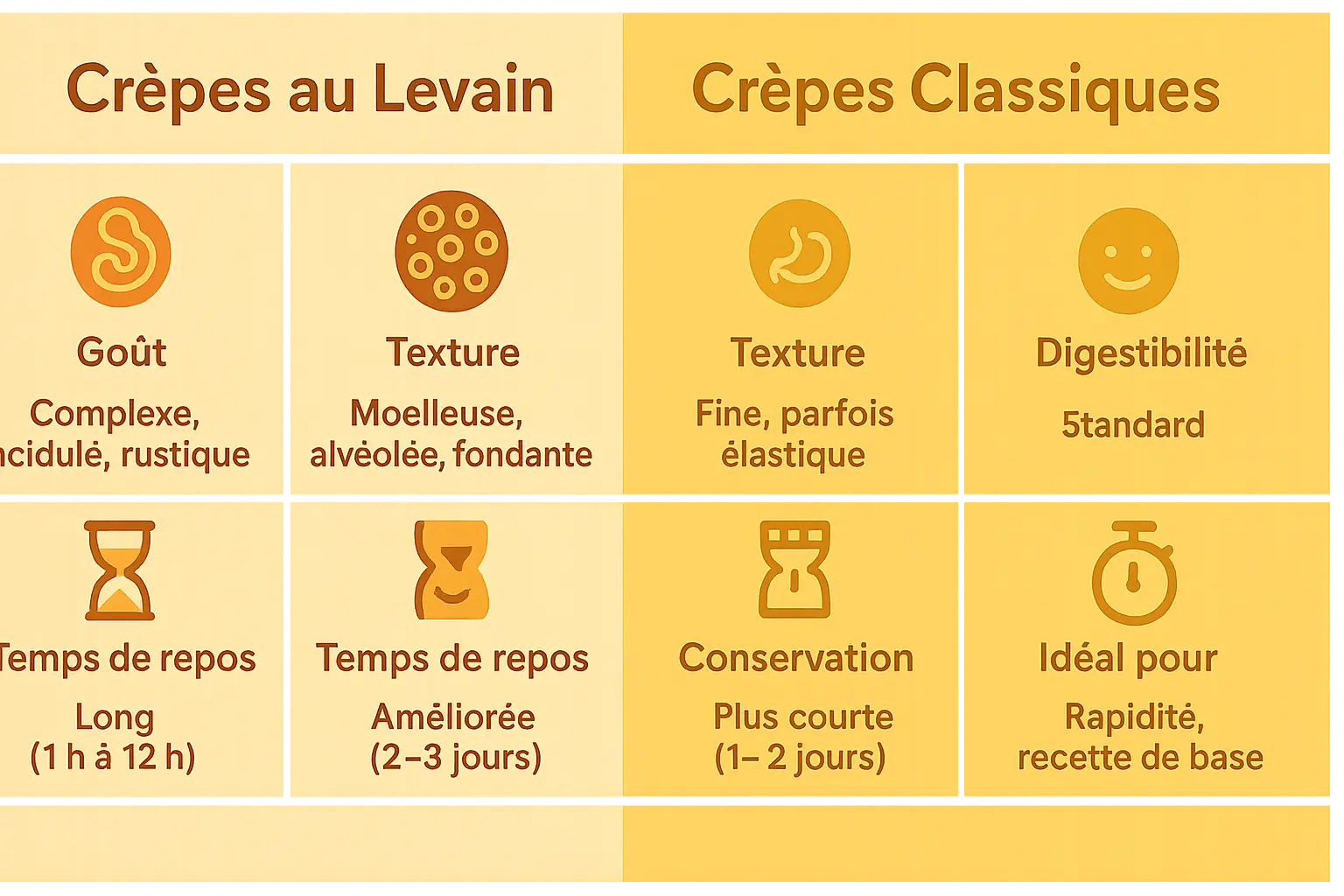 Crêpes au levain dorées sur une crêpière