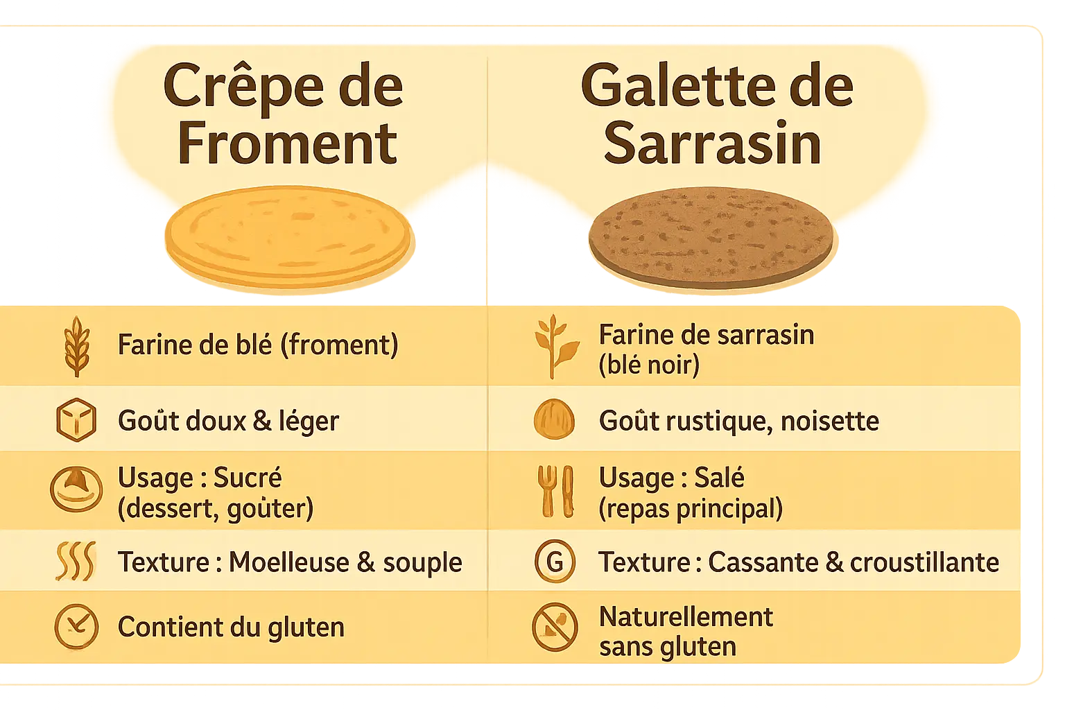 Crêpes de froment dorées avec caramel au beurre salé