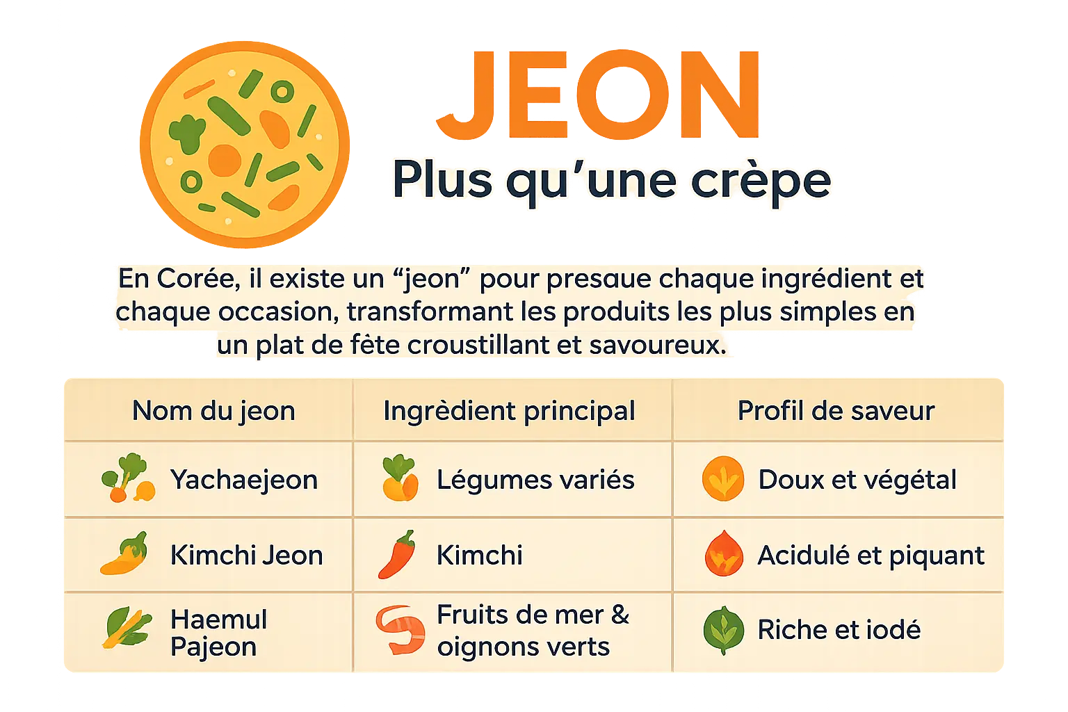 Jeon coréen en assiette
