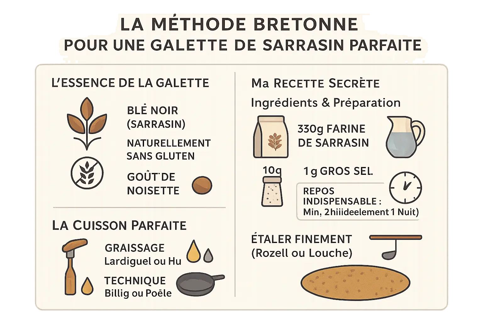Galette bretonne dorée sur une crêpière