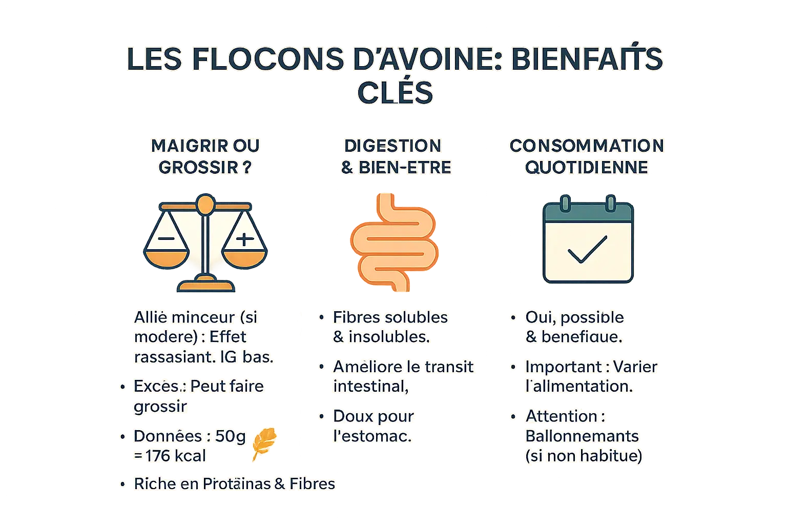 Illustration des bienfaits des flocons d'avoine