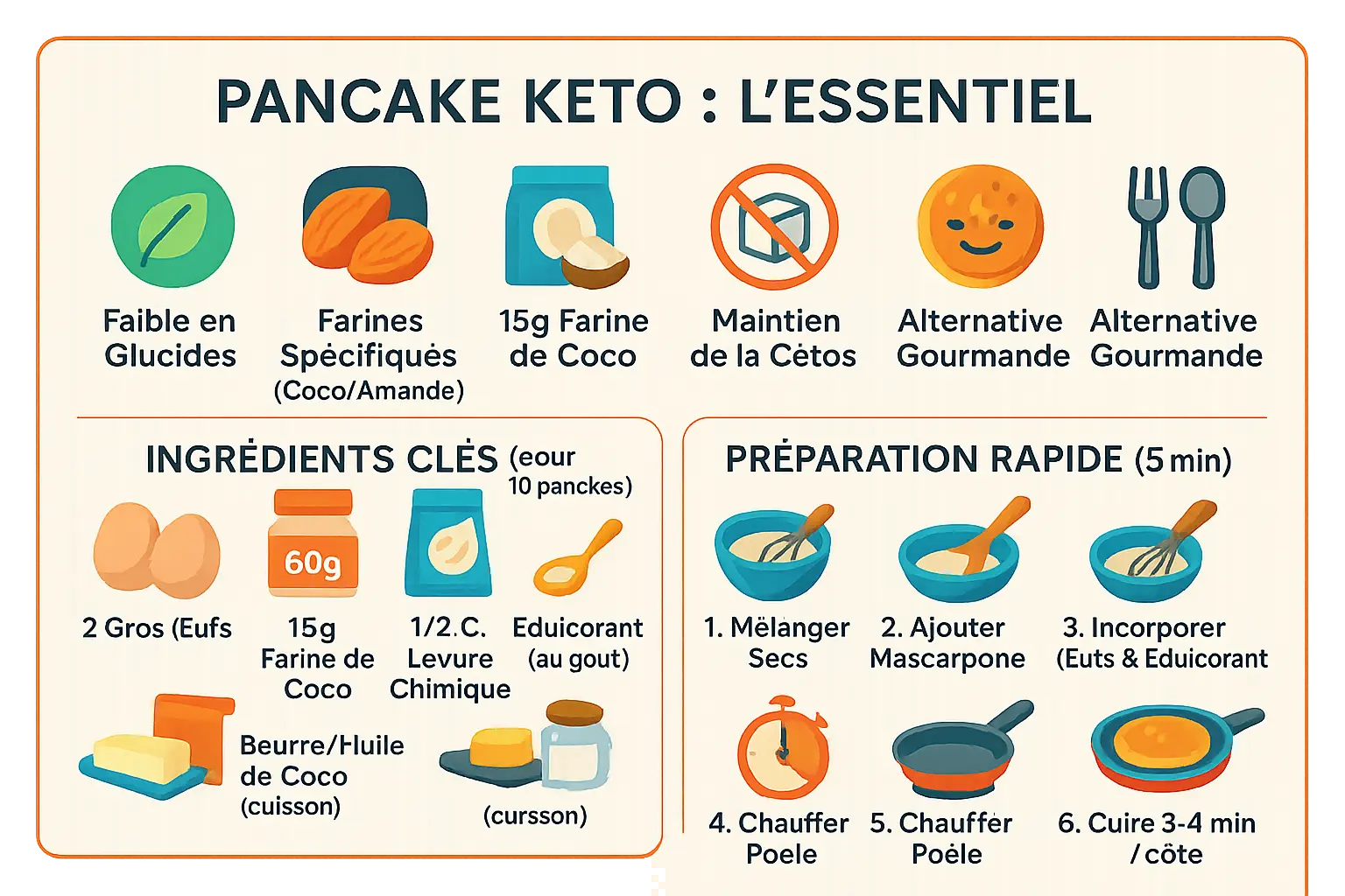 Pancakes keto moelleux sur une poêle