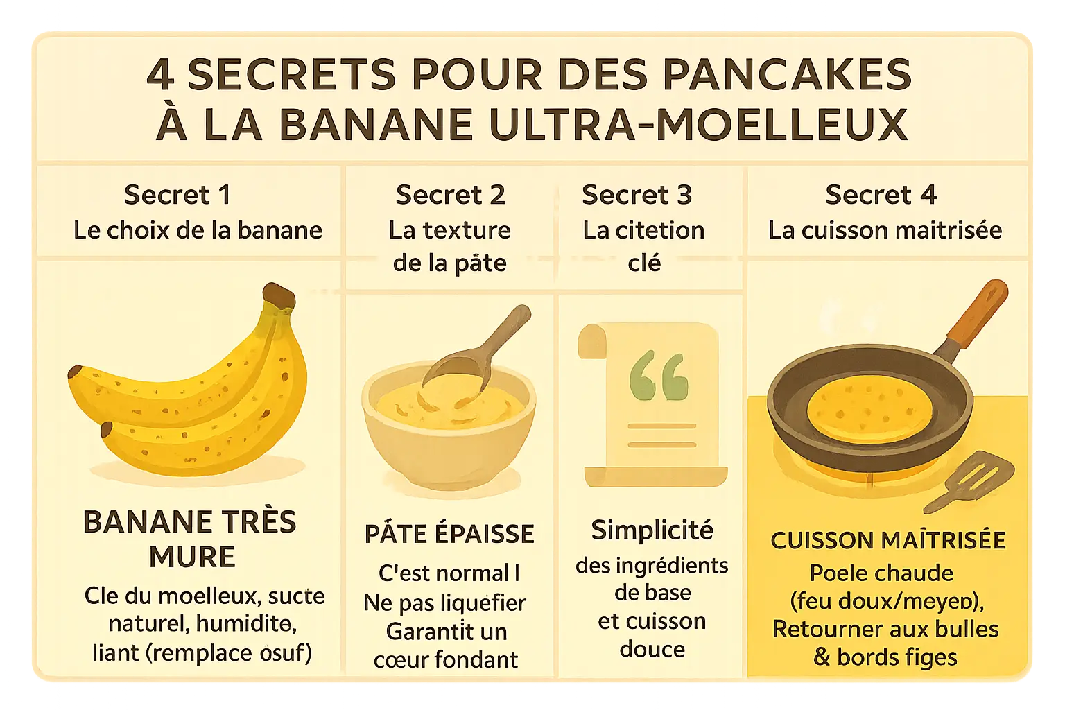 Pancakes à la banane dorés dans une poêle