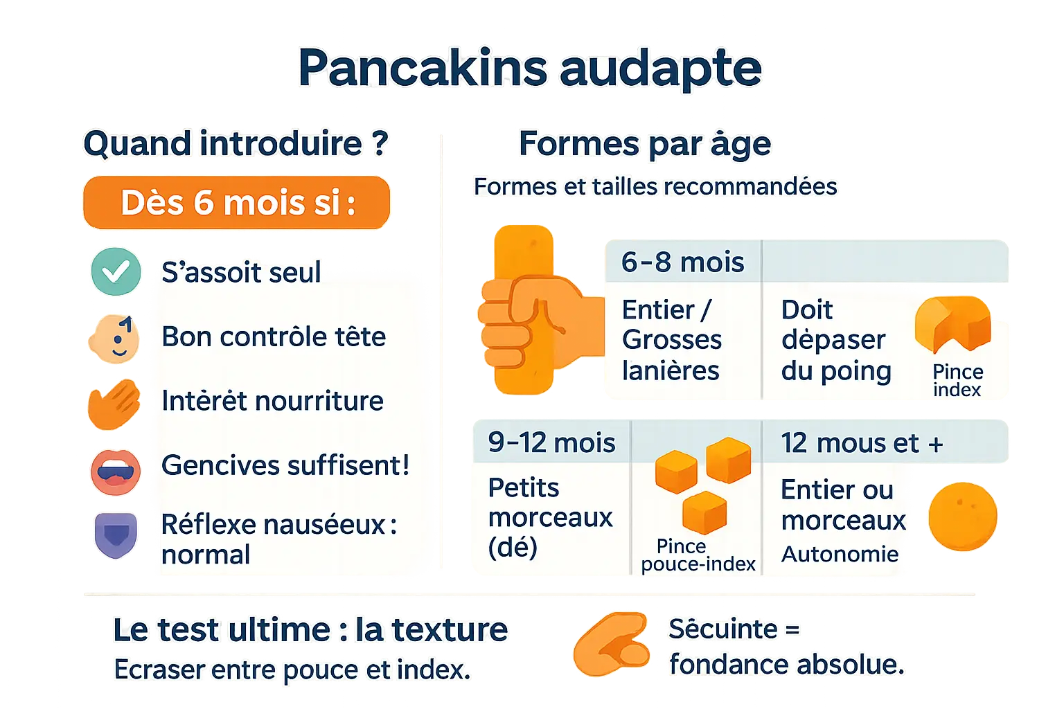 Pancakes à la banane découpés en lanières, présentés sur une assiette colorée pour bébé